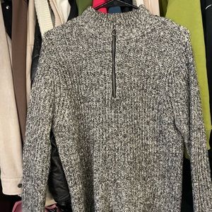 Black and white knit quarter zip from ZARA